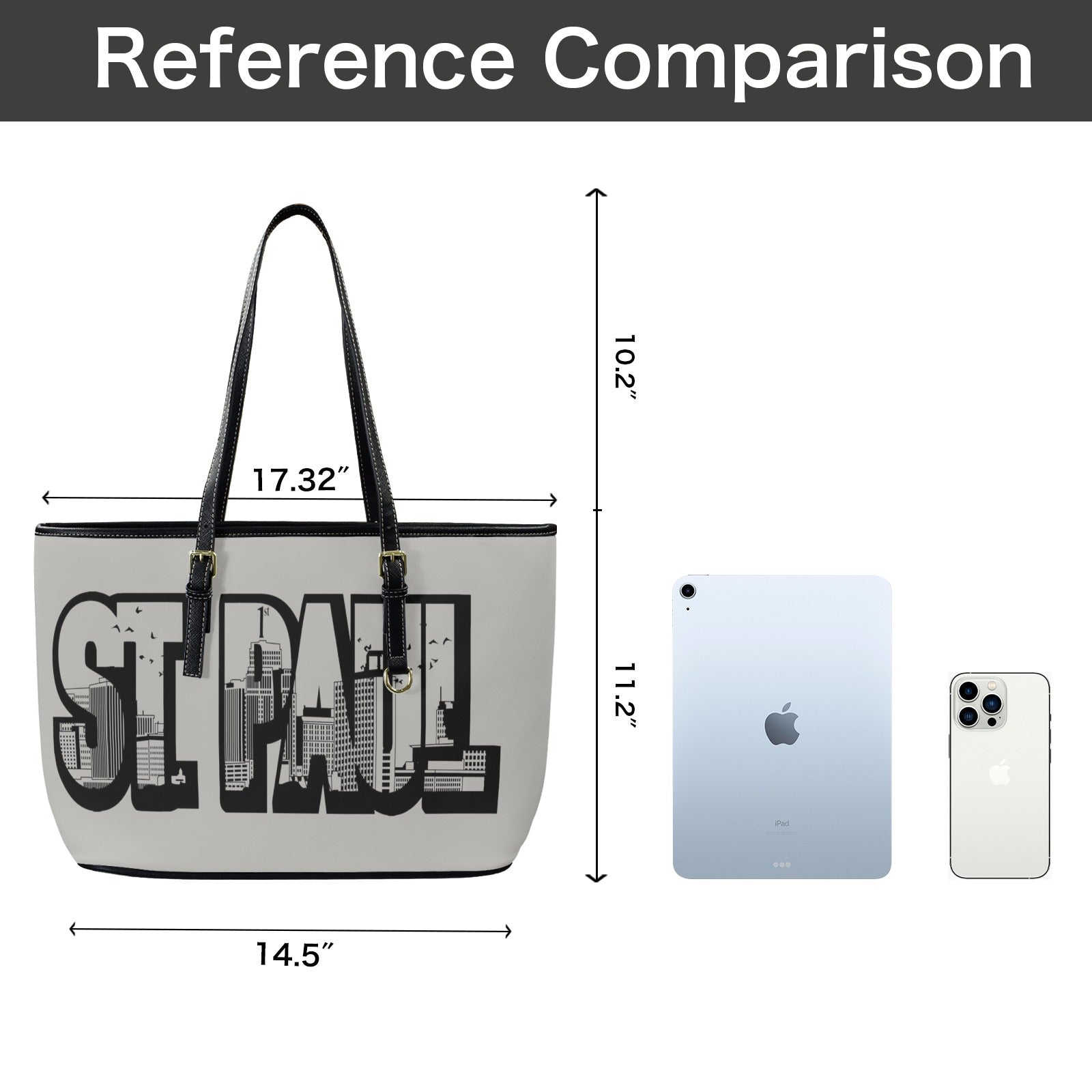 Copy of Copy of Copy of Copy of Joe Peezy Wear LLC (6) Leather Tote Bag-Large (Front&Back Printing) (1651)