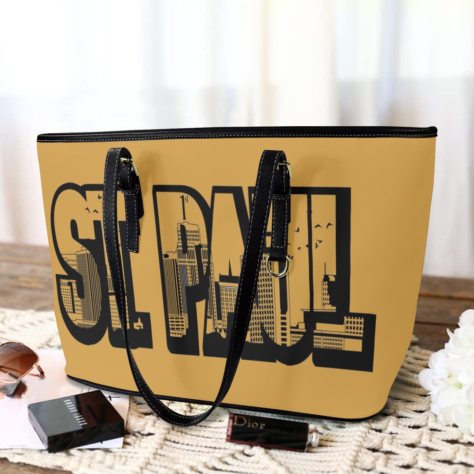 Copy of Copy of Copy of Copy of Joe Peezy Wear LLC (6) Leather Tote Bag-Large (Front&Back Printing) (1651)