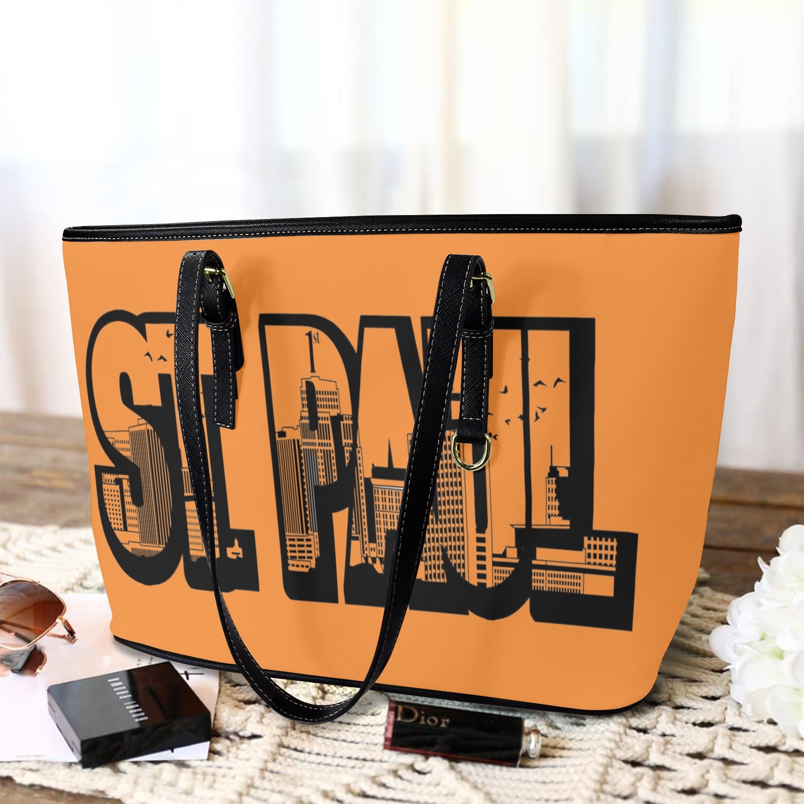 Copy of Copy of Copy of Copy of Joe Peezy Wear LLC (6) Leather Tote Bag-Large (Front&Back Printing) (1651)